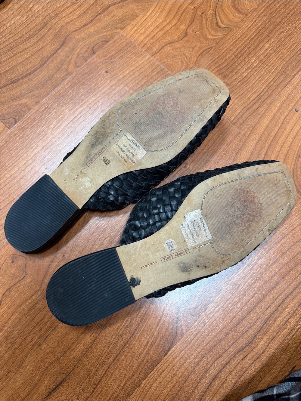 Vince Camuto Black Woven Leather Slip-On Mules - Picture 5 of 5